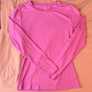 Long Sleeve Crew Neck Top in Bright Pink